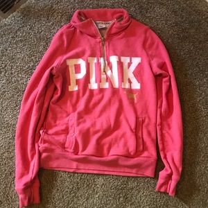 Pink half zip pullover
